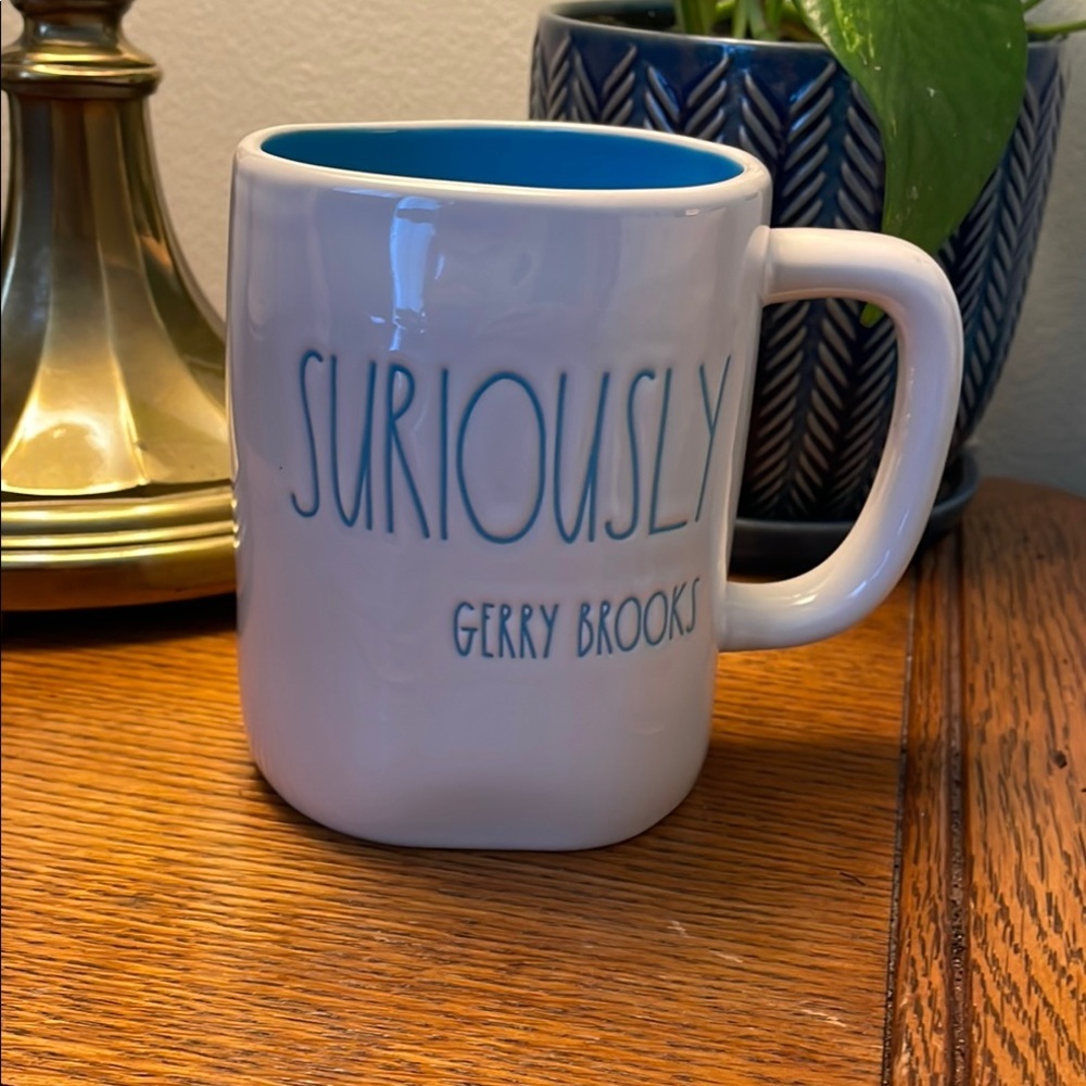 Rae Dunn White and Blue 'SURIOSLY' Mug